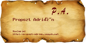 Propszt Adrián névjegykártya